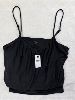 Express Black Spaghetti Strap Cropped Camisole